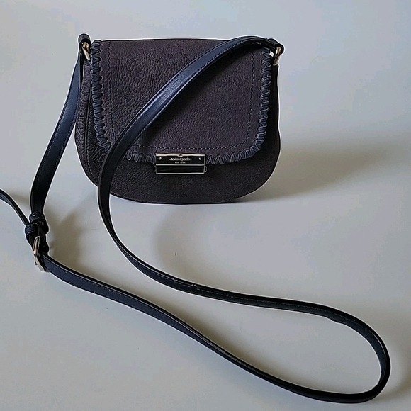 Kate Spade Adalise Crossbody Saddlebag Purple Pebbled Leather Chic Elevated - Picture 10 of 15